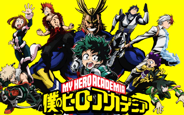 My Hero Academia desktop wallpaper featuring a vibrant and action-packed design.