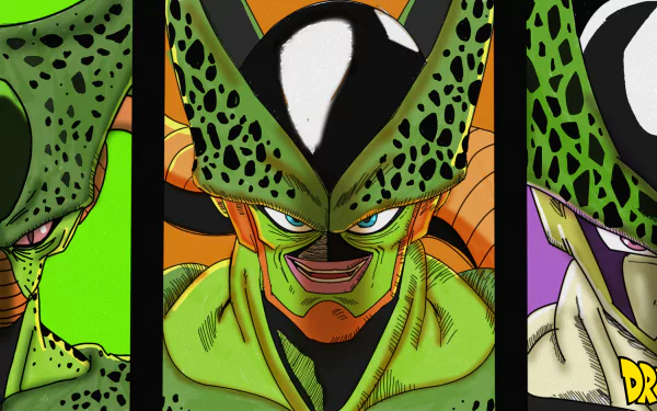 Cell from Dragon Ball Z anime in vibrant HD desktop wallpaper format.