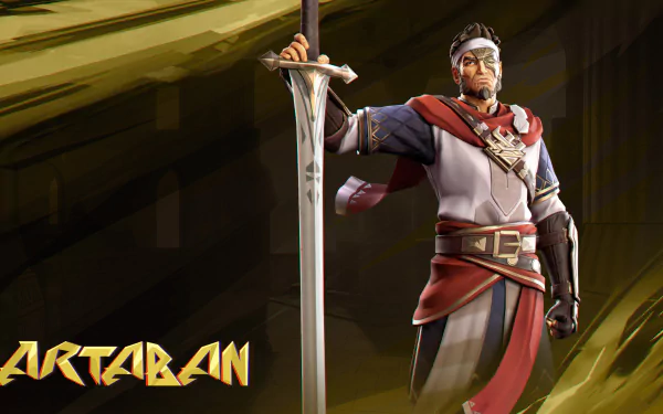 HD wallpaper from Prince of Persia: The Lost Crown featuring the character Arteban in dynamic pose with a sword.