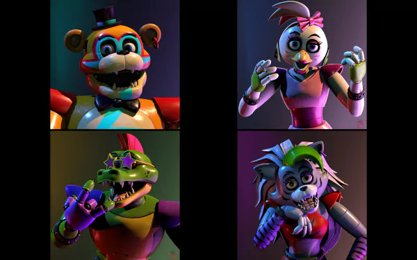 Glamrock Freddy (Five Nights at Freddy's) Roxanne Wolf (Five Nights at Freddy's) video game Five Nights at Freddy's: Security Breach Five Nights at Freddy's HD Desktop Wallpaper | Background Image