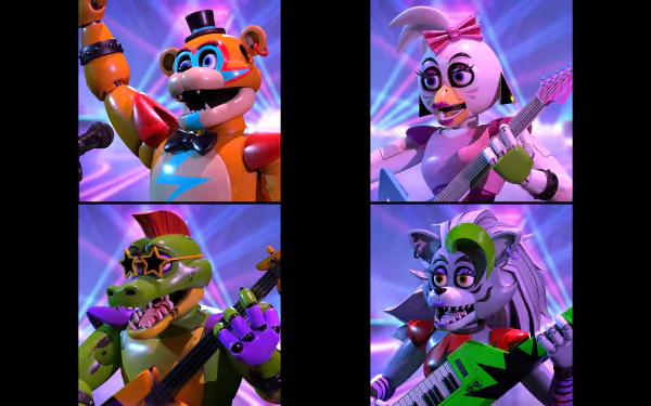 Glamrock Freddy (Five Nights at Freddy's) Roxanne Wolf (Five Nights at Freddy's) video game Five Nights at Freddy's: Security Breach Five Nights at Freddy's HD Desktop Wallpaper | Background Image