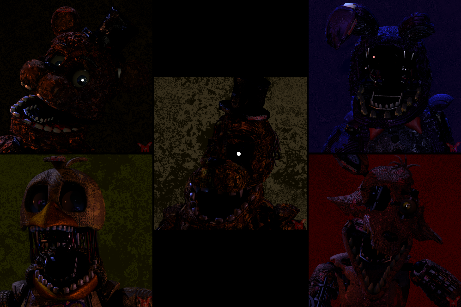 Download Withered Freddy (Five Nights At Freddy's) Golden Freddy (Five Nights At Freddy's) Video Game Five Nights At Freddy's 2 Five Nights At Freddy's 8k Ultra HD Wallpaper by Mikol1987