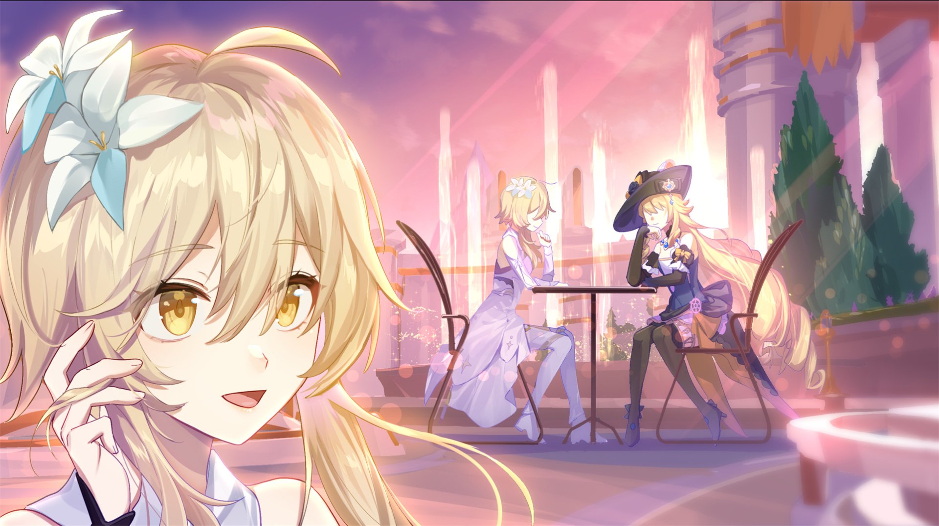 Download Lumine (Genshin Impact) Genshin Impact Navia (Genshin Impact) HD Wallpaper by Dr.K战斗中