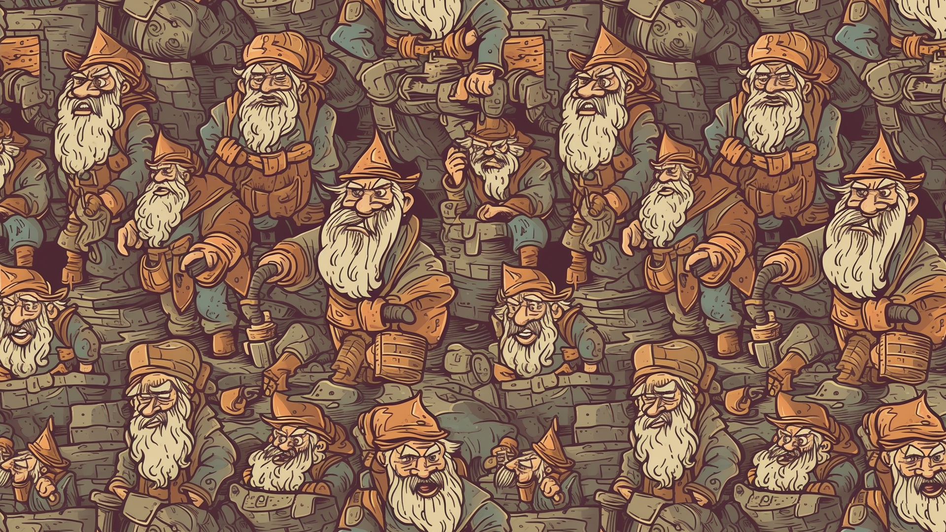 Desktop background of dwarves waiting on the mines to open by nutfalcon