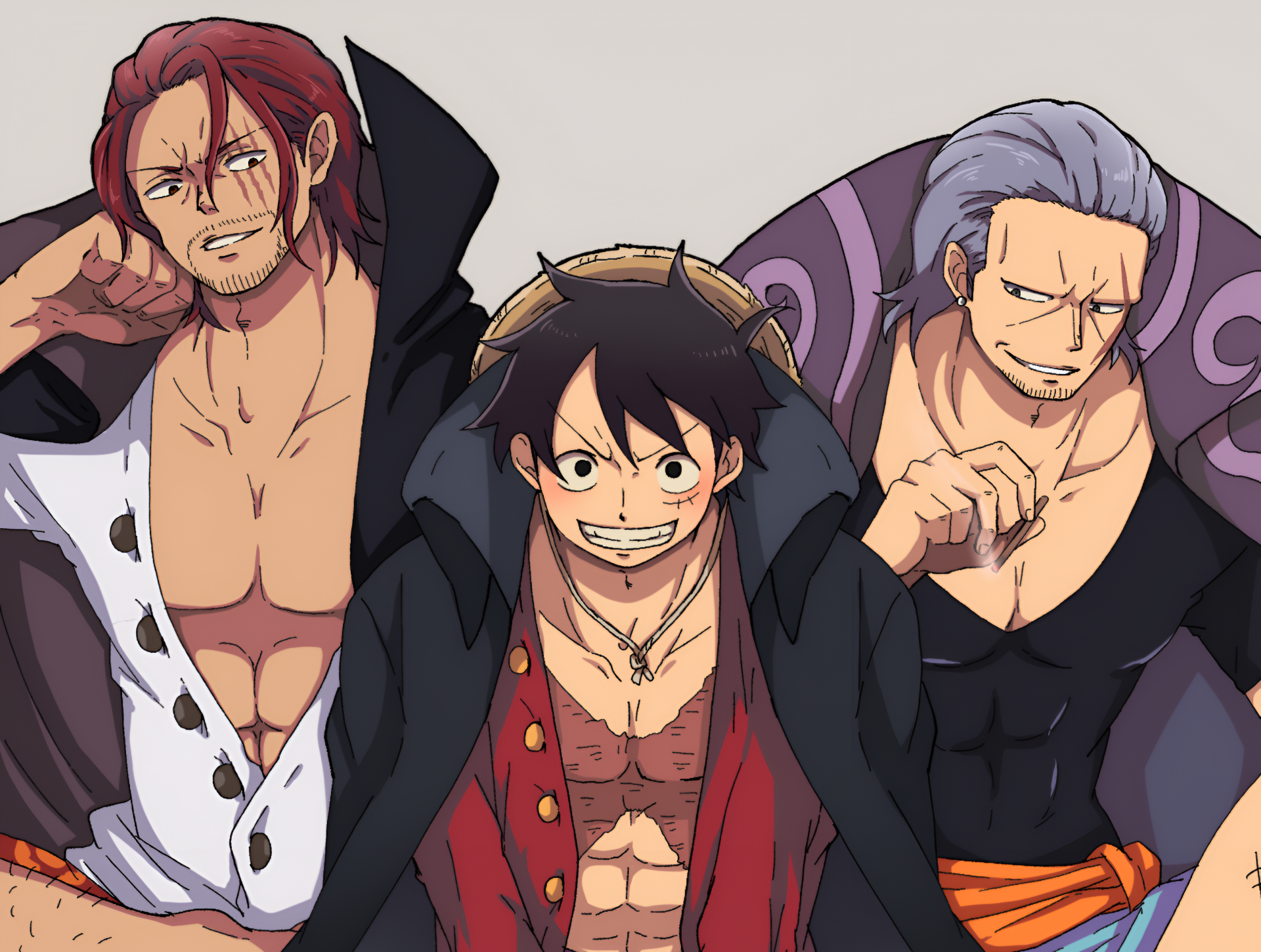Download Anime One Piece Shanks (One Piece) Monkey D. Luffy Benn Beckman HD Wallpaper by ねんねこ