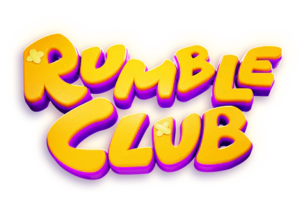 HD desktop wallpaper featuring the stylized logo for the video game Rumble Club, with vibrant purple and yellow colors.