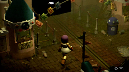HD desktop wallpaper featuring a scene from the video game Crow Country, showing a character near a ticket booth under ambient lighting.