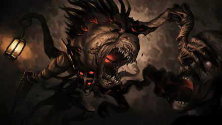 HD desktop wallpaper featuring Fiddlesticks from League of Legends, depicting the character in a dark and menacing scene.