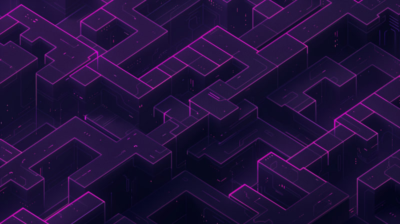 {{ A high-definition retro video game pattern desktop wallpaper featuring a geometric design with neon lines and a dark background. 