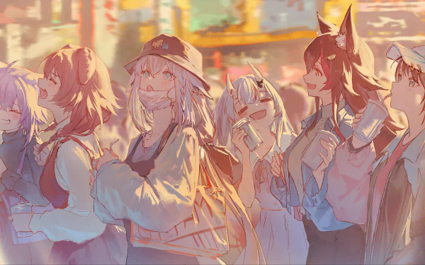 Nekomata Okayu Inugami Korone Shirakami Fubuki Nakiri Ayame Ookami Mio HD Desktop Wallpaper | Background Image
