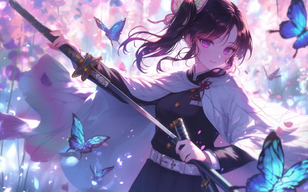 Kanao Tsuyuri Purple Eyes Hd Wallpaper Demon Slayer Kimetsu No Yaiba