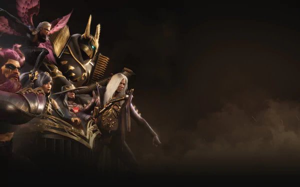 HD desktop wallpaper featuring Pentakill characters from League of Legends, including Yorick, Kayle, and Mordekaiser, surrounded by a dark, moody background.