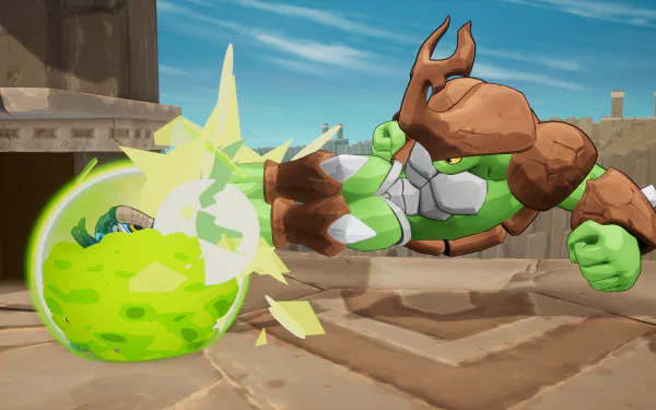 A dynamic HD desktop wallpaper featuring a Rivals 2 video game battle scene, depicting intense combat with vibrant colors and detailed characters in action.