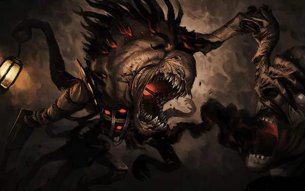HD desktop wallpaper featuring Fiddlesticks from League of Legends, depicting the character in a dark and menacing scene.