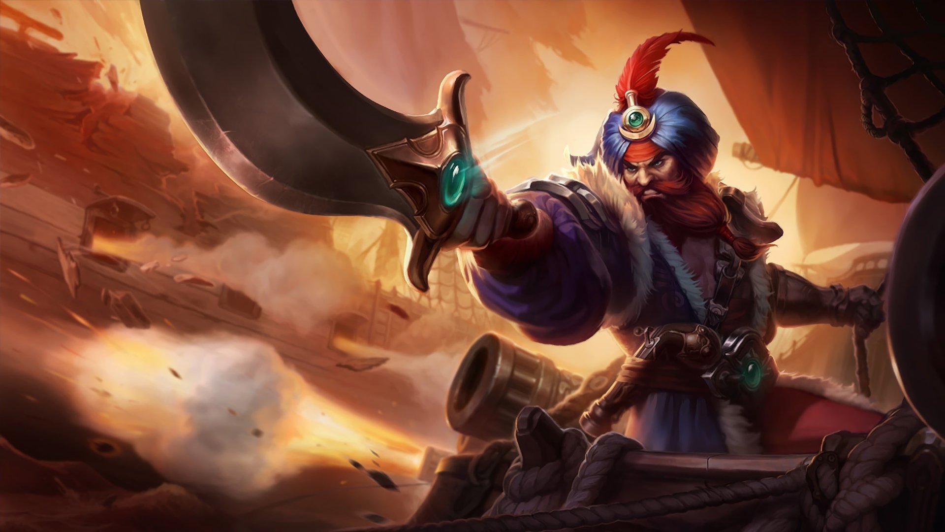 HD wallpaper featuring Gangplank from League of Legends, showcasing vibrant colors and dynamic visuals that capture the essence of this popular video game character.