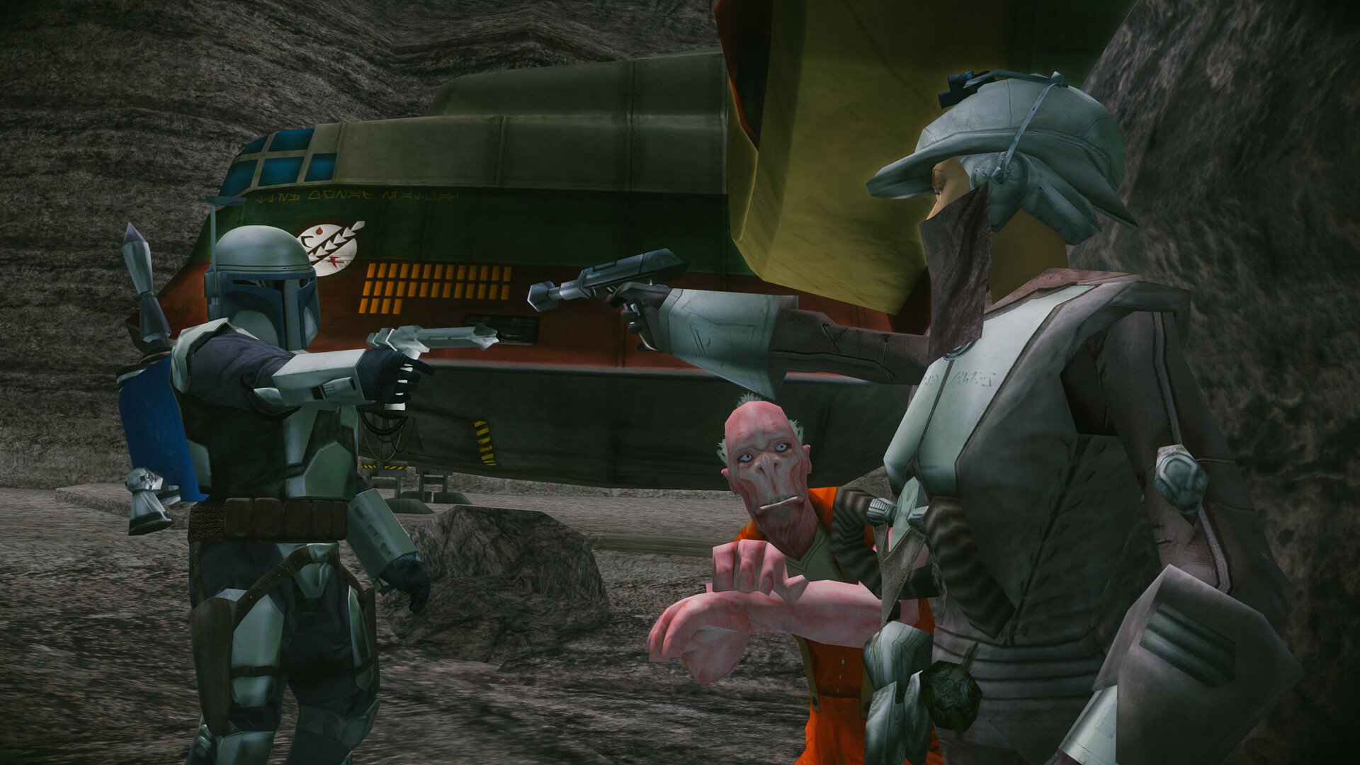 HD desktop wallpaper featuring characters and elements from the video game Star Wars: Bounty Hunter, set against a dynamic and engaging background.