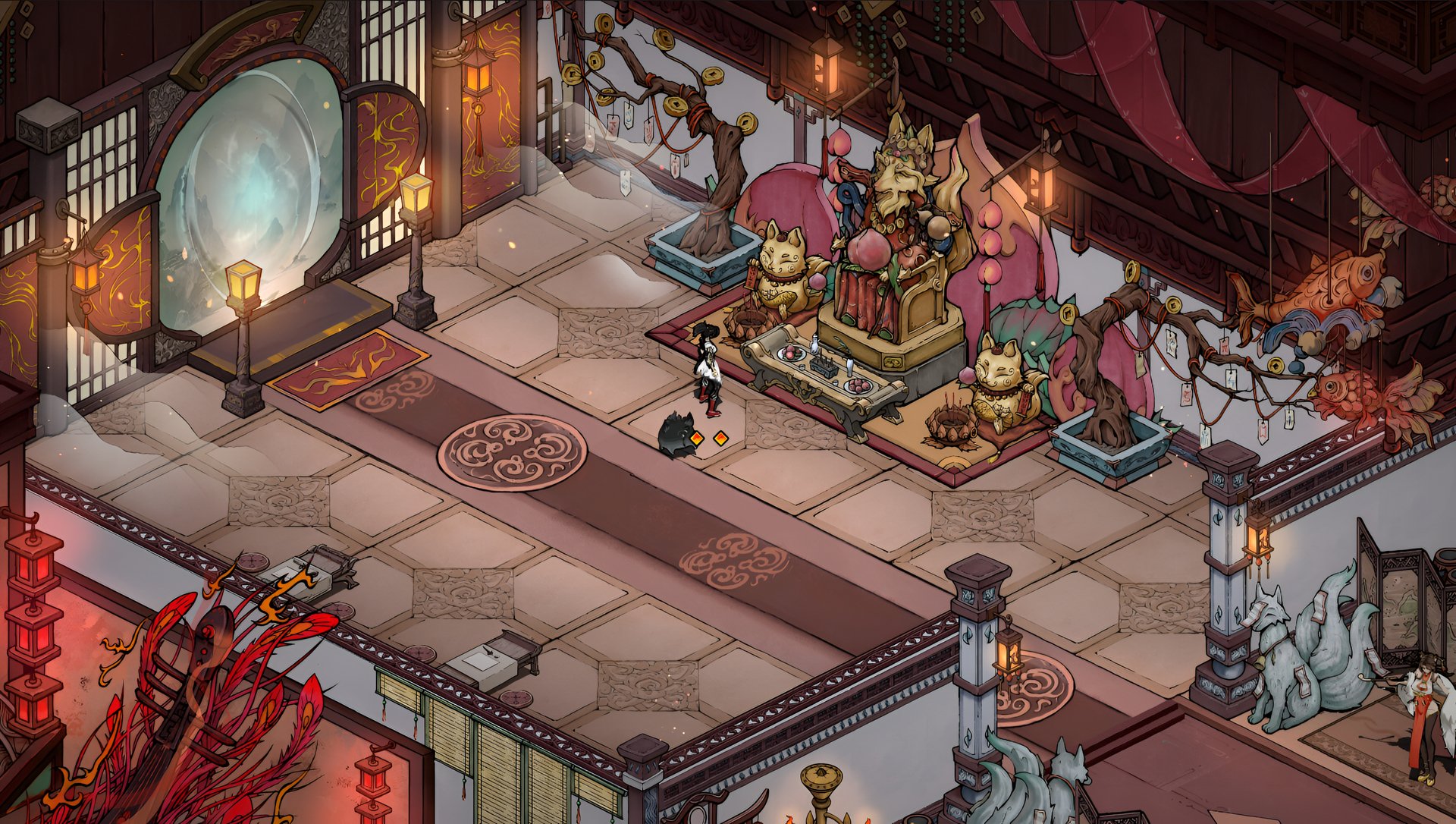 HD desktop wallpaper featuring artwork from the video game Realm of Ink, showcasing vibrant colors and imaginative designs that enhance any screen background.