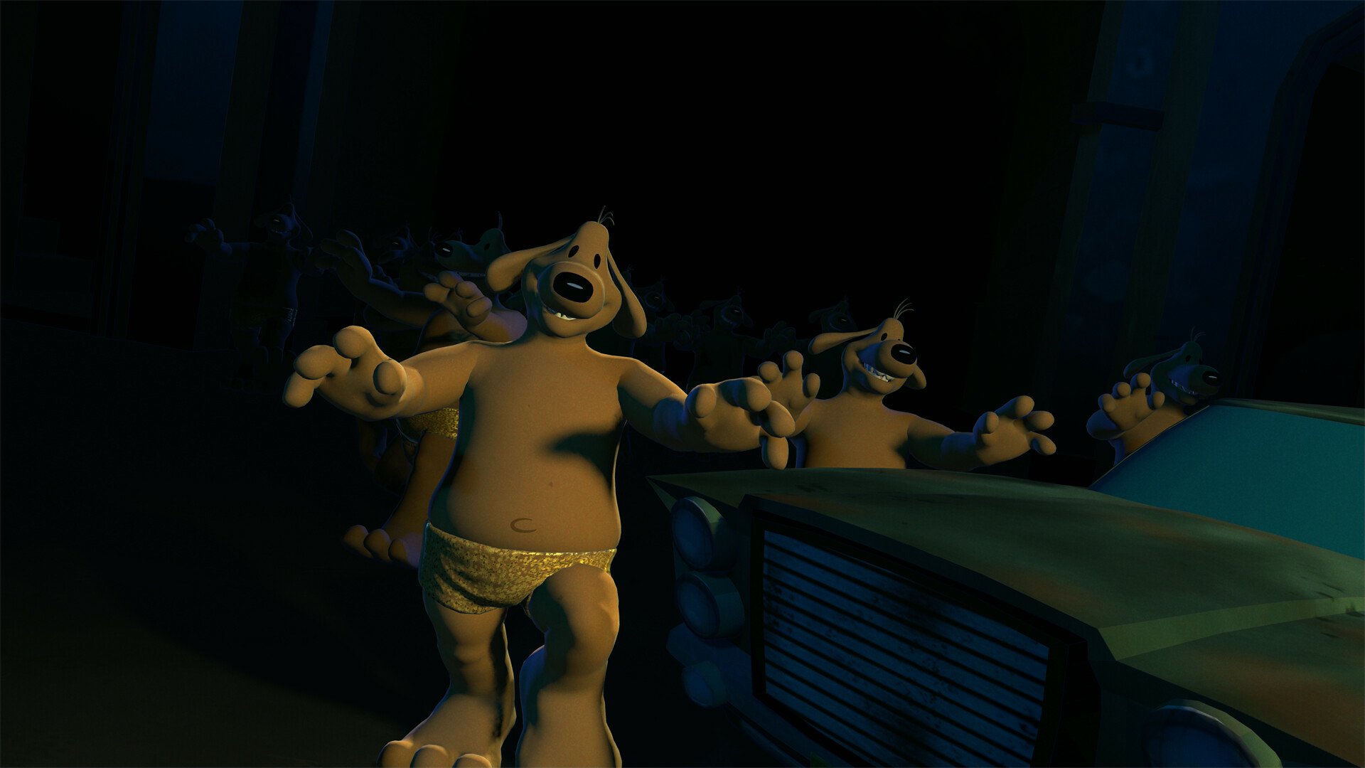 HD desktop wallpaper featuring characters from the video game Sam & Max: The Devil's Playhouse. Engaging design showcases the game's unique art style and humor.