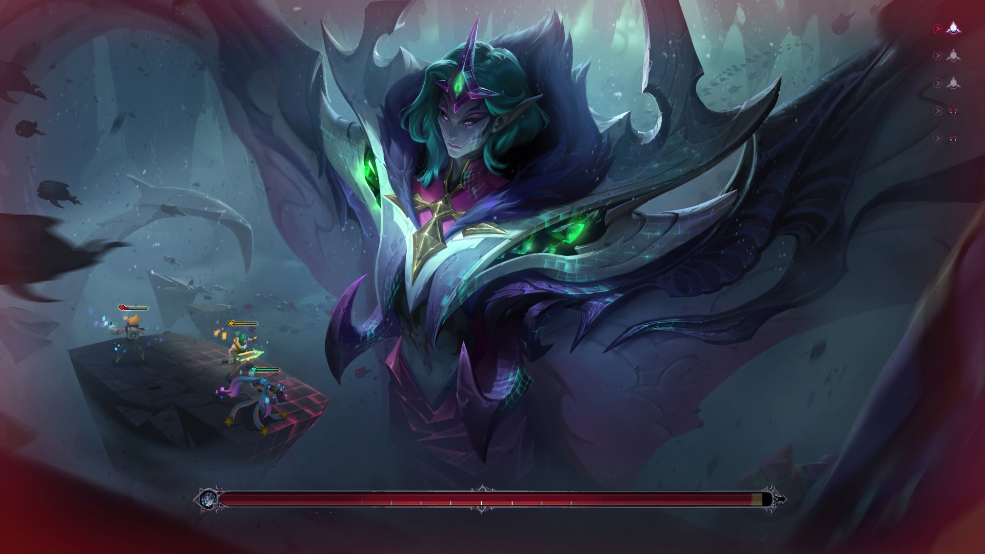 HD wallpaper featuring a thrilling boss fight against Bel'Veth from League of Legends, showcasing dynamic action and vibrant graphics from the popular video game.