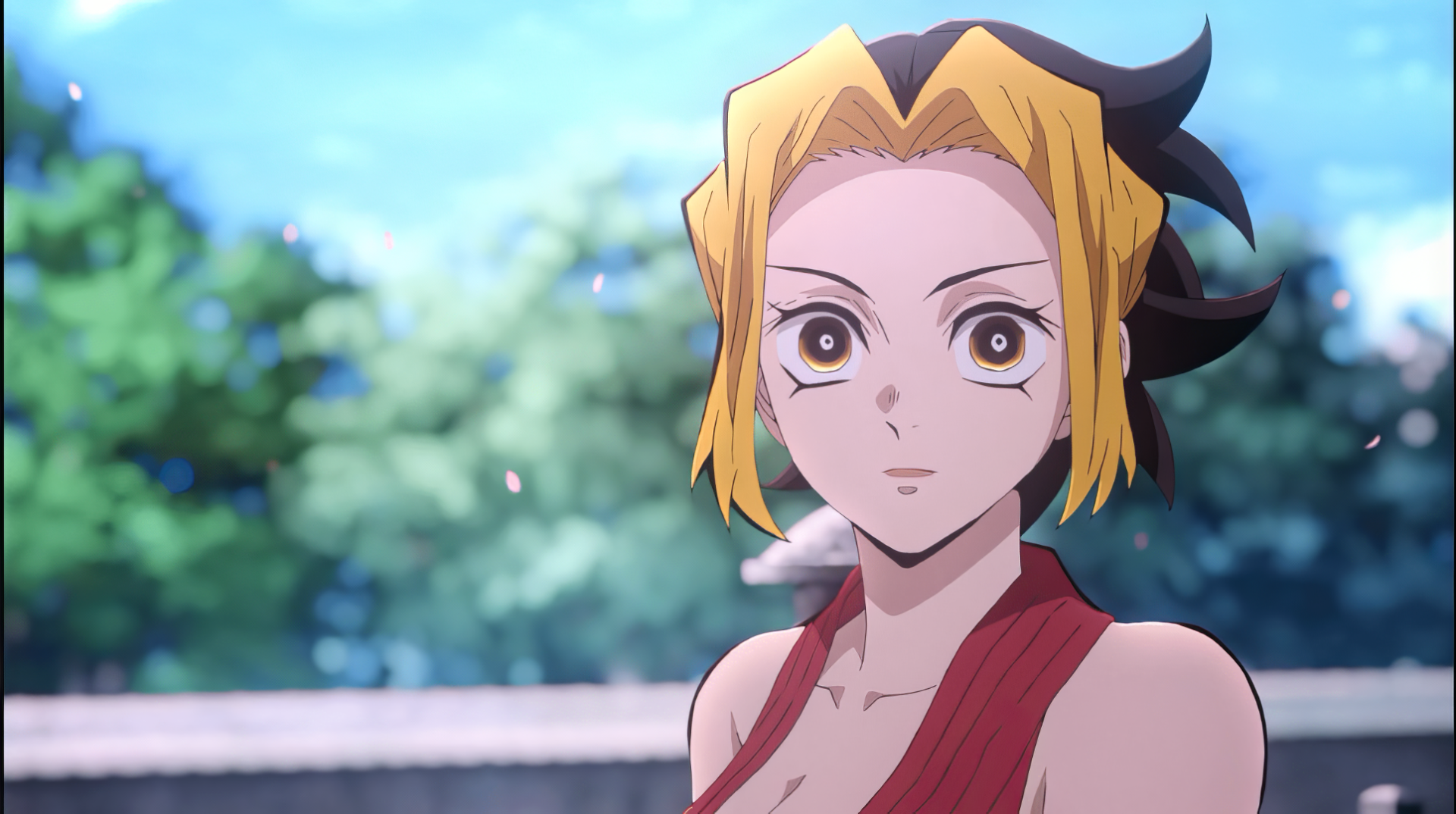 A vibrant HD desktop wallpaper featuring Makio from the anime Demon Slayer: Kimetsu no Yaiba, showcasing her dynamic design and captivating presence in stunning detail.