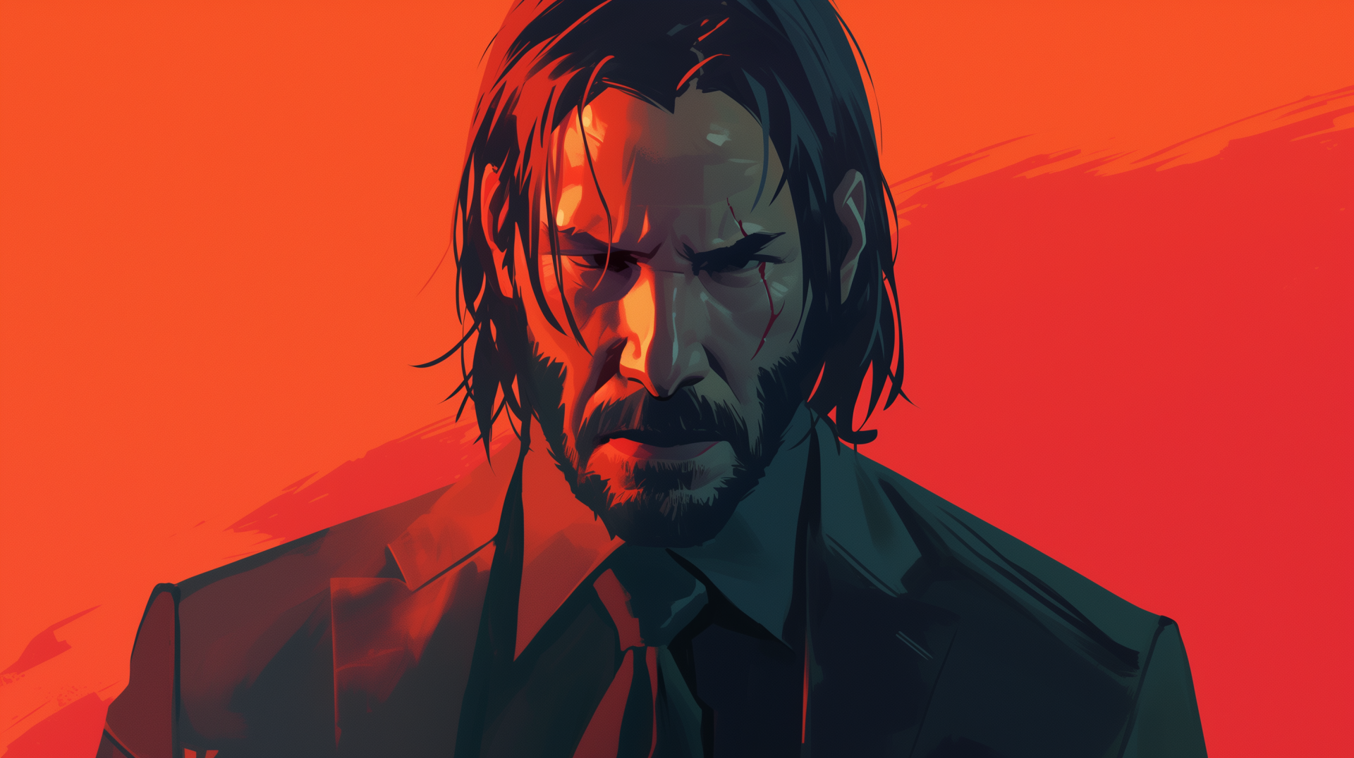 HD desktop wallpaper featuring a scene from the movie John Wick, showcasing Keanu Reeves in an action-packed pose. A striking background for fans of the franchise.