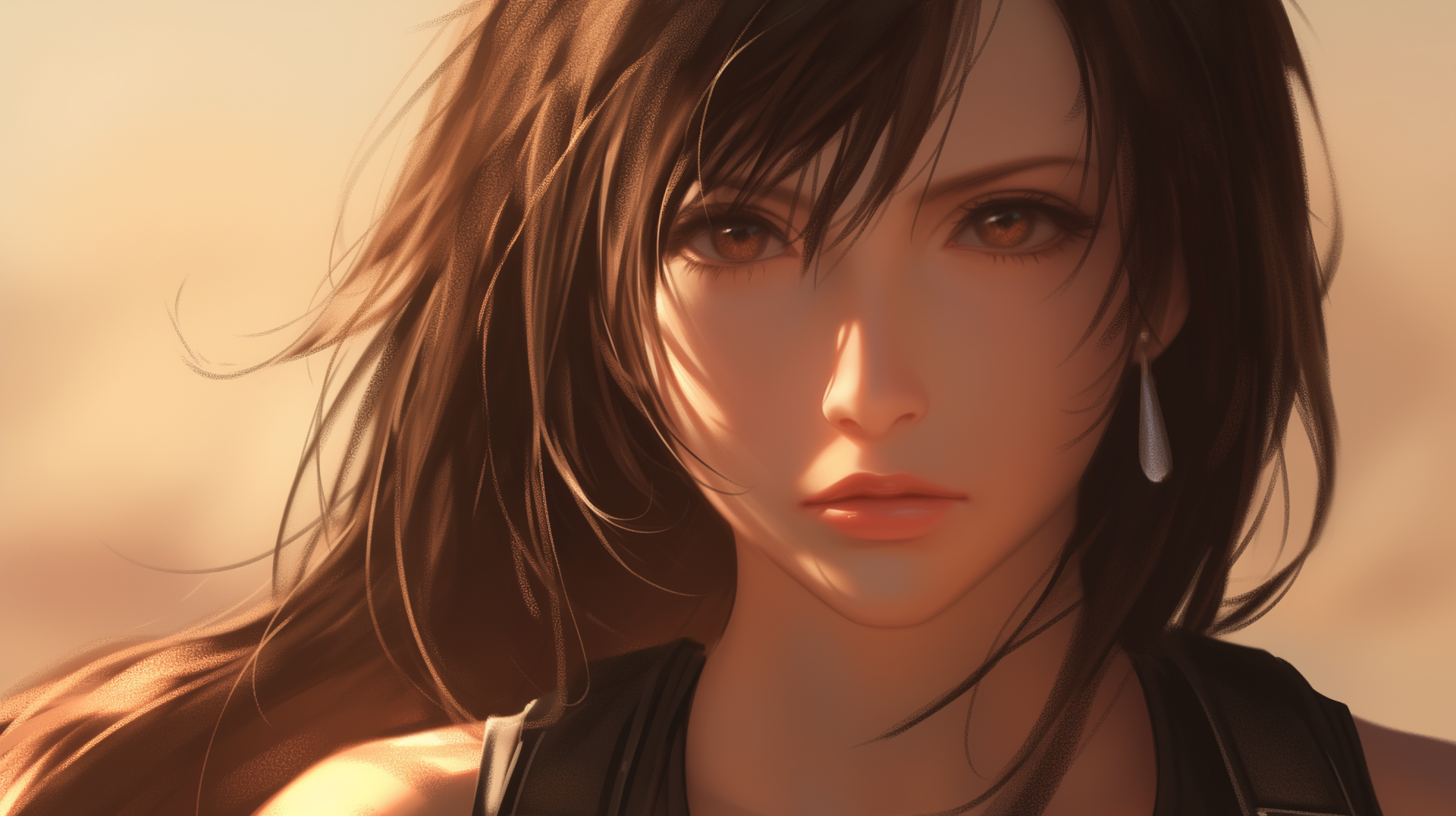 HD wallpaper featuring Tifa Lockhart from the video game Final Fantasy VII, showcasing her character in a dynamic and colorful design.