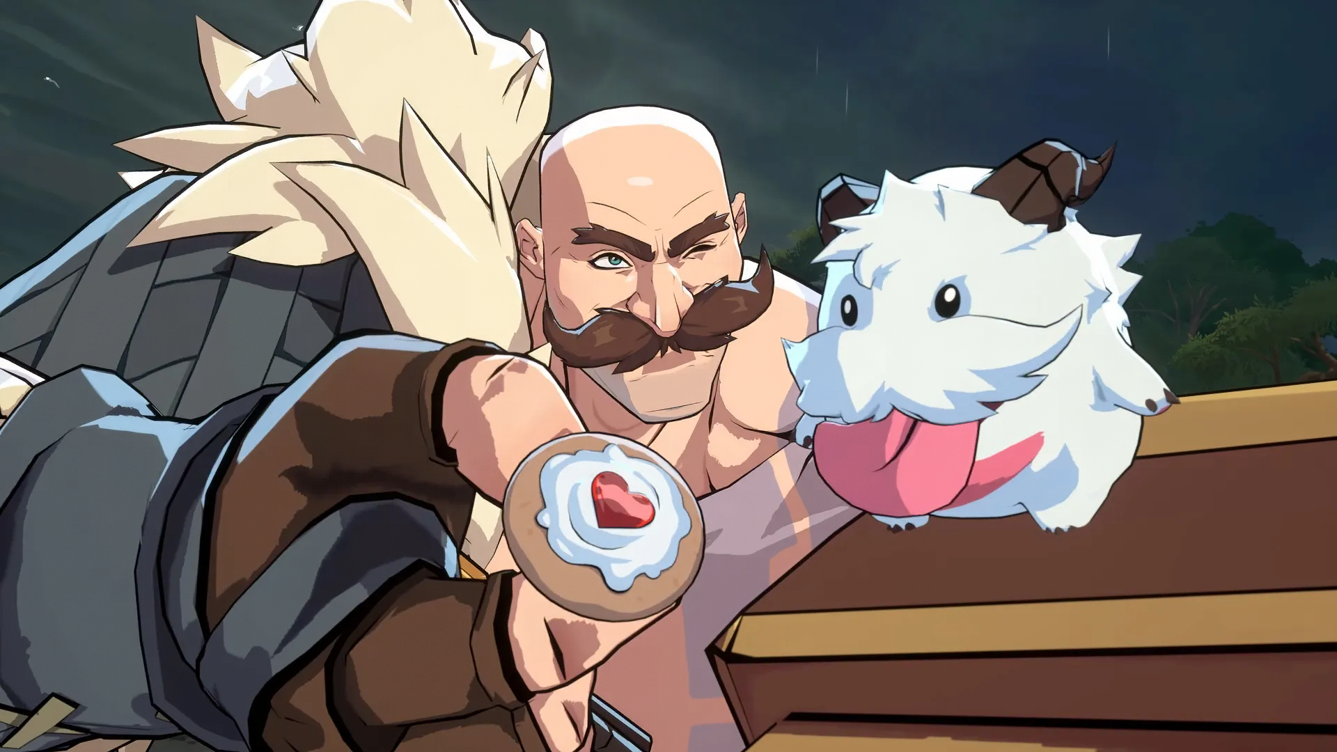 HD desktop wallpaper featuring Braum from League of Legends, emphasizing his character design in a dynamic 2XKO video game style.