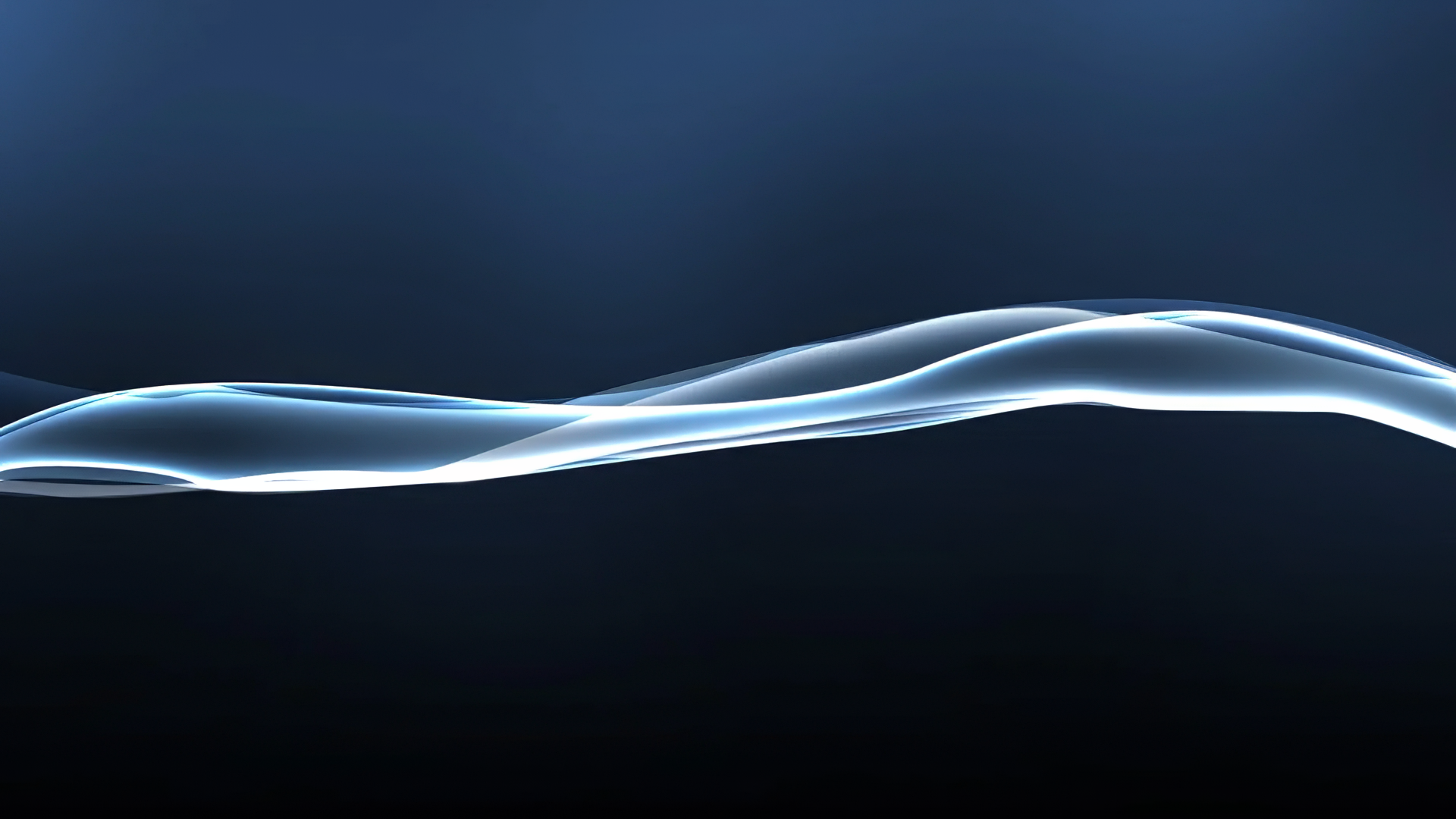 A smooth, flowing wave of light against a deep blue background, showcasing the Frutiger Aero design, creating a serene and modern HD desktop wallpaper experience.