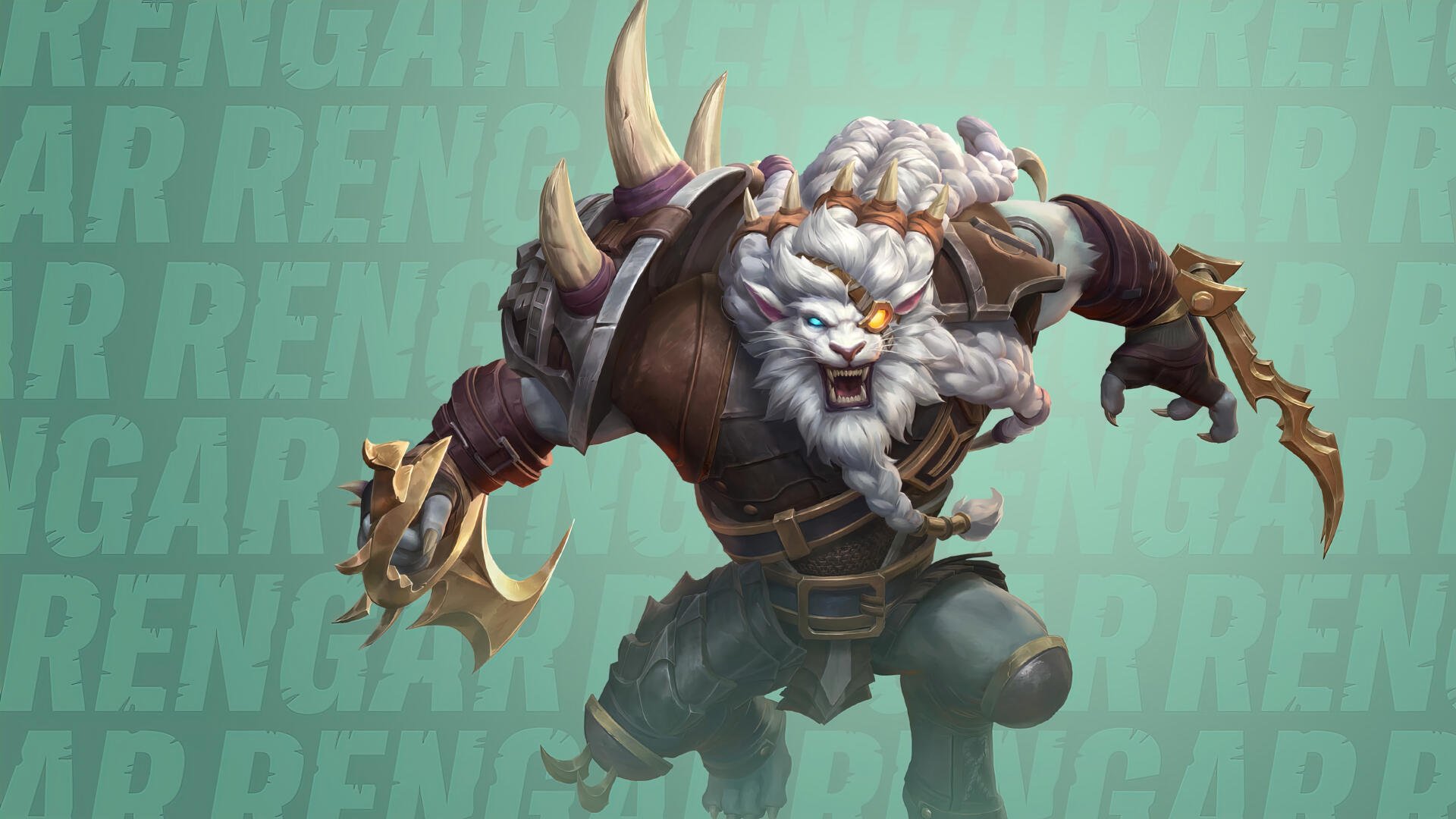 A dynamic 4K Ultra HD wallpaper featuring Rengar from League of Legends: Wild Rift, showcasing the character's fierce presence in an engaging video game setting.