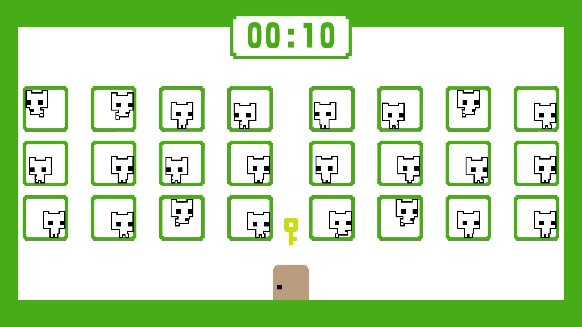 A vibrant HD PC desktop wallpaper featuring the game Pico Park 2, showcasing a timer and grid of playful cat characters with a key, set against a bright green and white background.