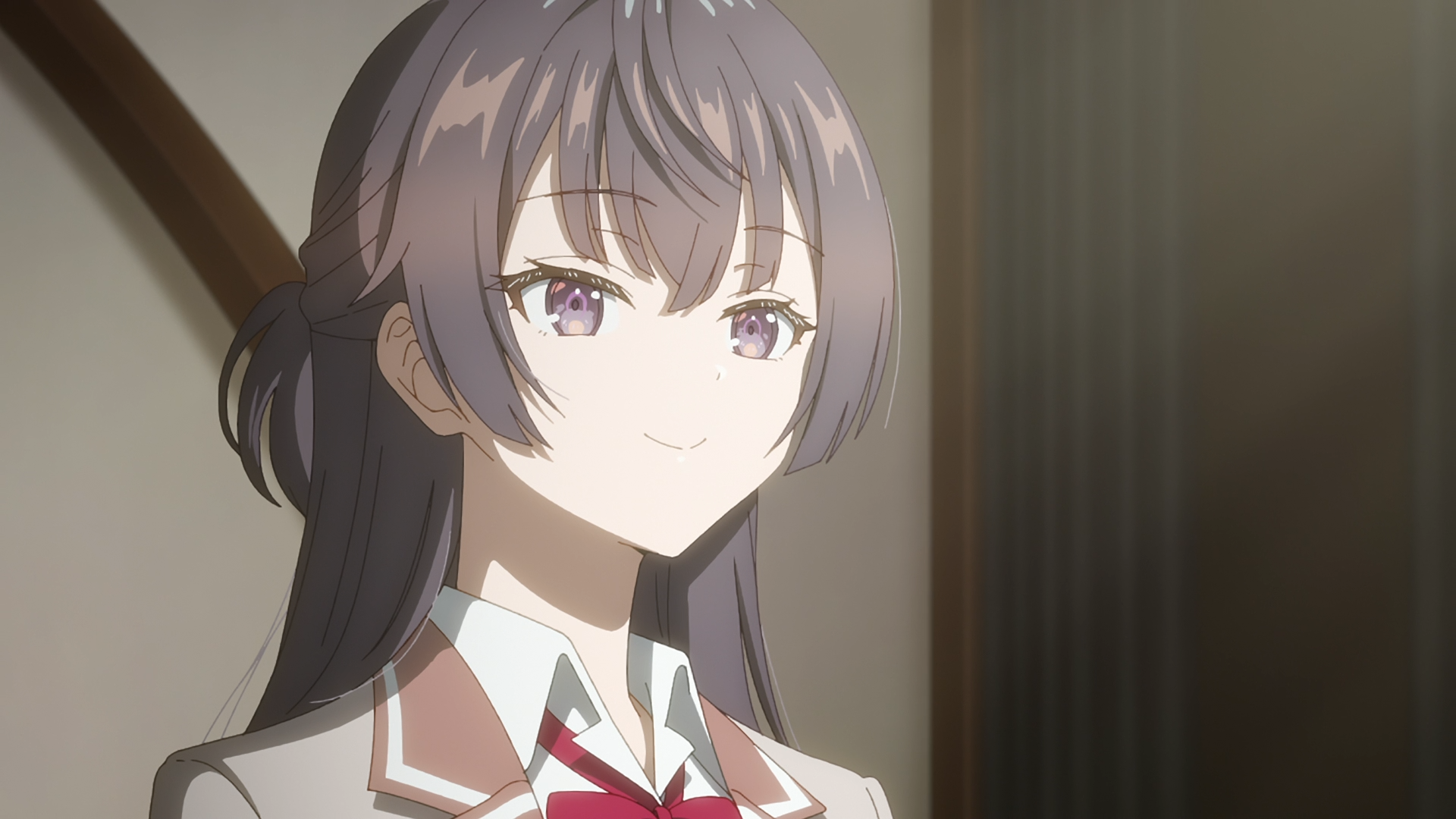 HD anime desktop wallpaper featuring Yuki Suou from Alya Sometimes Hides Her Feelings in Russian, showcasing her calm expression and detailed school uniform.