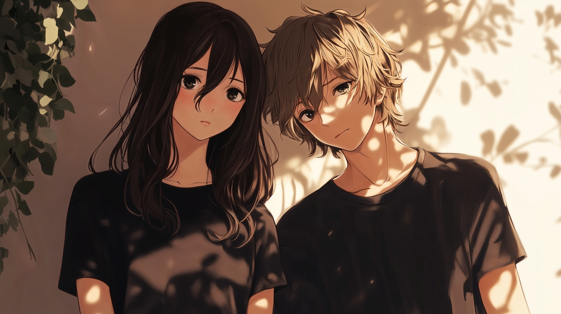 Charming Anime Couple - 4K Ultra HD Wallpaper by CelestialCanvas