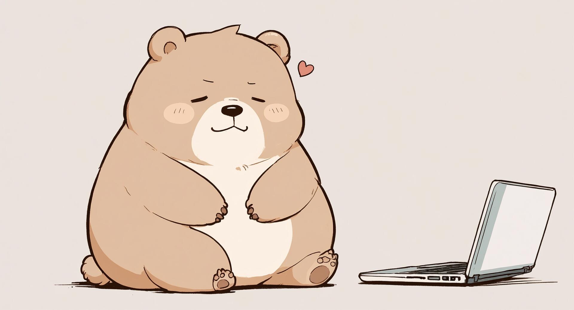 Download Bear Laptop Chibi Kawaii Cute HD Wallpaper
