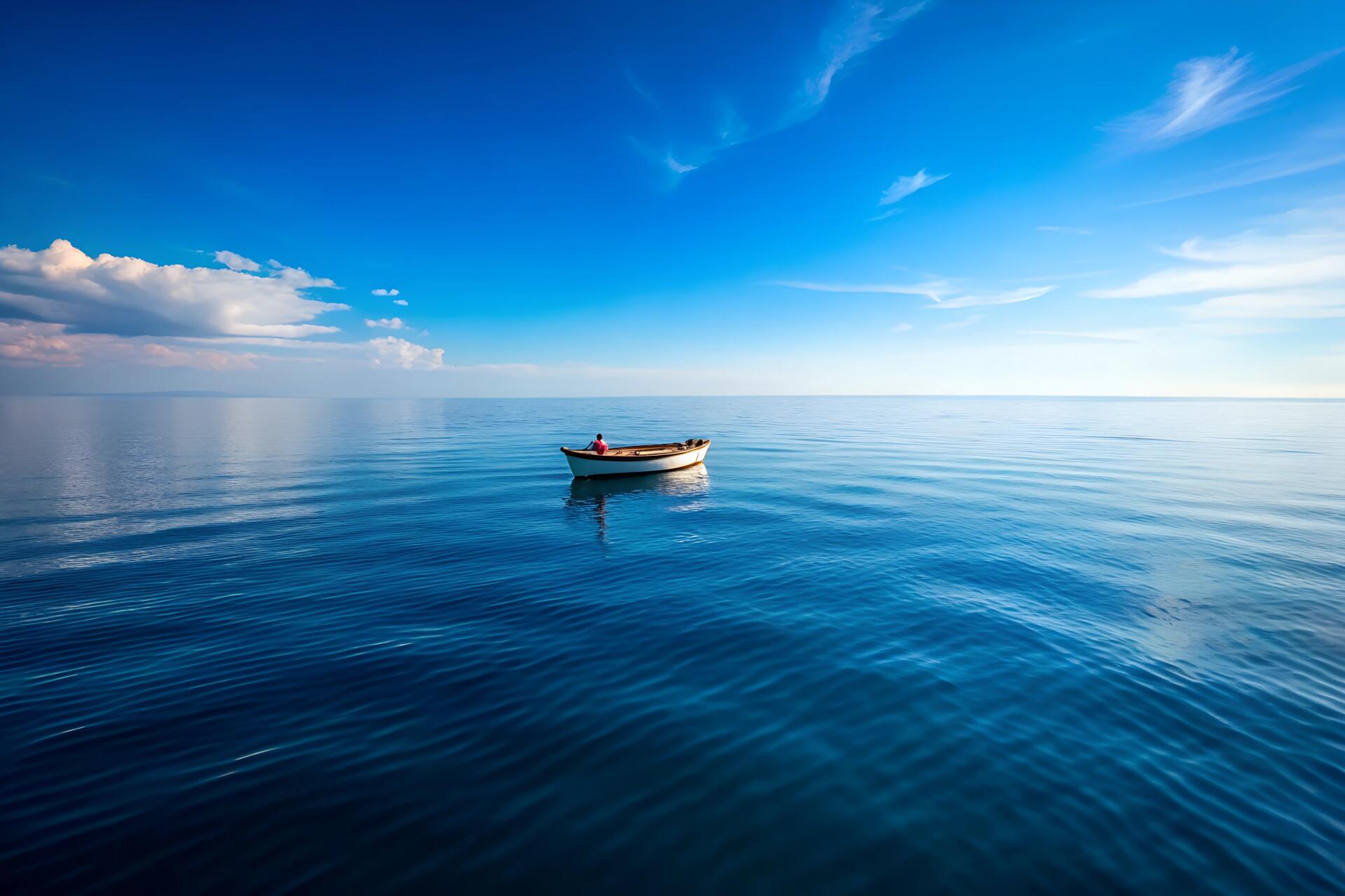 Still Lake with a Lone Reflecting Serenity on a Blank Horizon by soheltanwar