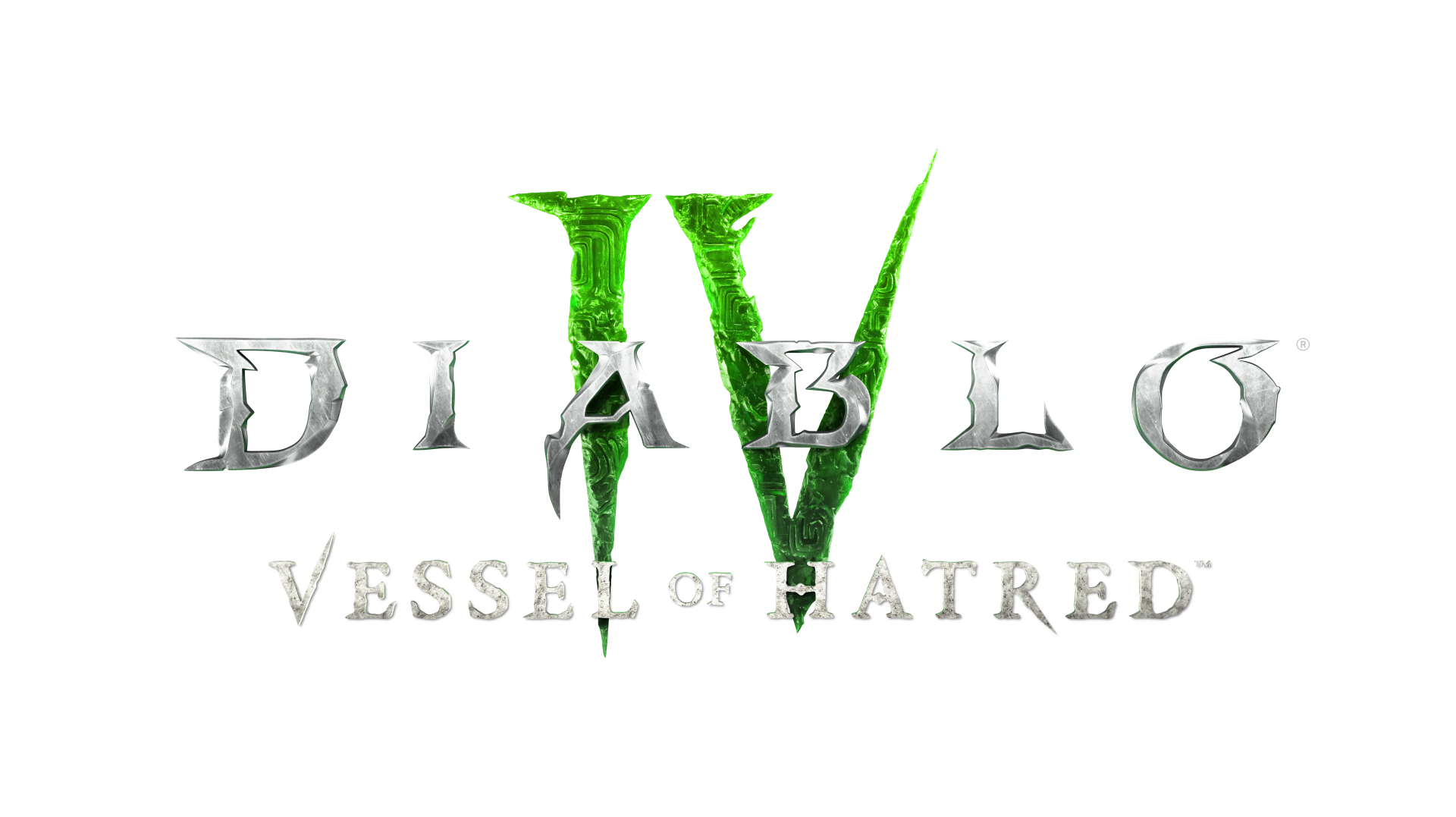 Diablo IV: Vessels of Hatred logo displayed in 8K Ultra HD quality, designed as a PC desktop wallpaper for video game enthusiasts.