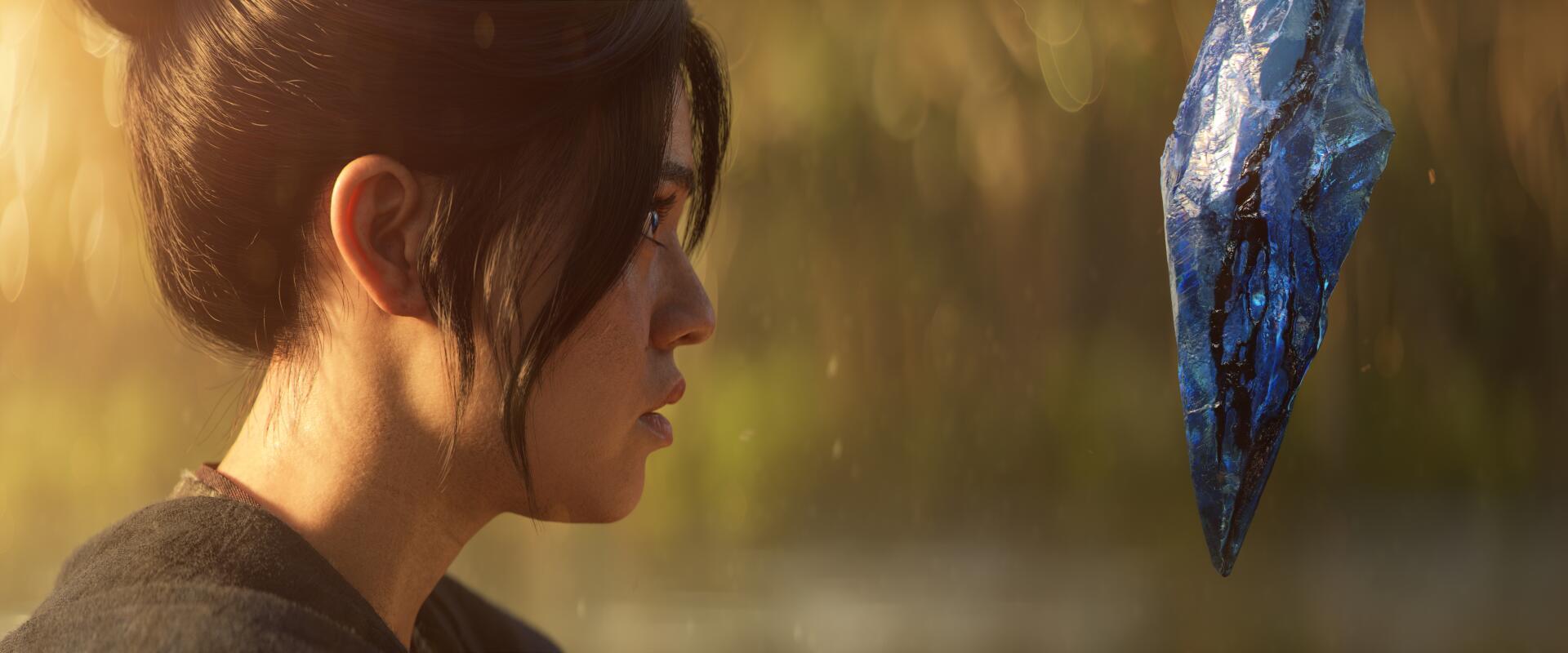 A captivating 4K Ultra HD wallpaper from Diablo IV, showcasing a female character gazing intently at a mysterious figure, set against a beautifully lit background.