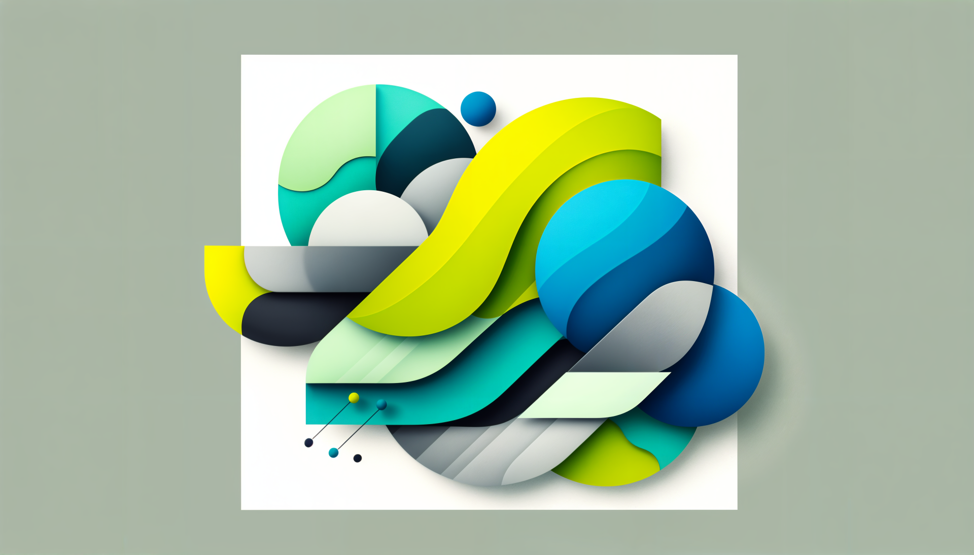 A vibrant 4K Ultra HD PC desktop wallpaper featuring dynamic shapes and waves in shades of green, blue, and gray, creating an eye-catching abstract design.