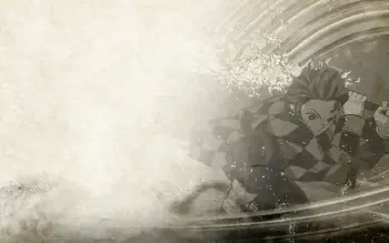 HD PC desktop wallpaper featuring Tanjiro Kamado from Demon Slayer -Kimetsu no Yaiba- The Hinokami Chronicles, depicted in dynamic action with water effects.