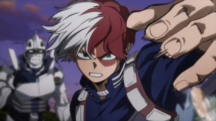 A vibrant HD desktop wallpaper featuring Shoto Todoroki from *My Hero Academia: You’re Next*, showcasing his dynamic character and striking design.