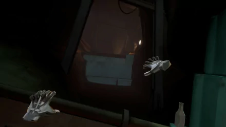 A haunting HD desktop wallpaper from the video game The Burst, featuring a dimly lit environment with ghostly hands reaching into the shadows.