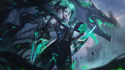 HD desktop wallpaper featuring Shyvana from League of Legends, showcasing her fierce presence and character design as a powerful champion in the game.