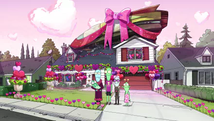 A vibrant HD desktop wallpaper featuring characters from the TV show *Solar Opposites*, showcasing the show's unique animation style and humor.