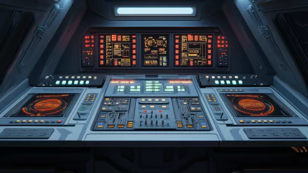 A sleek spaceship control panel design serves as an HD desktop wallpaper, blending futuristic elements with a sophisticated aesthetic for an engaging background.