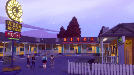 HD desktop wallpaper featuring visuals from the video game Dustborn, showcasing its unique art style and immersive atmosphere.