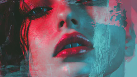 A soft grunge HD desktop wallpaper featuring a woman's face, blending edgy aesthetics with a captivating expression for a unique background.