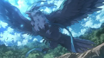 HD wallpaper featuring Articuno, the legendary Pokémon from Pokémon, soaring through a vibrant sky with stunning details and dynamic colors.