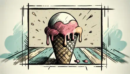 A vibrant illustration of an ice cream cone melting, set against a textured background. This HD desktop wallpaper adds a fun and refreshing touch to any screen.