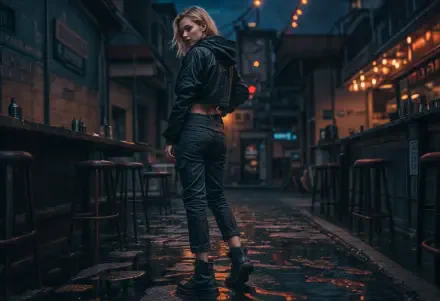  woman in a bar