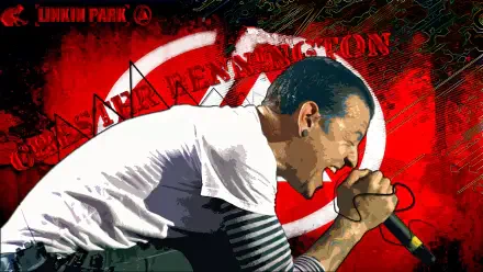 An HD desktop wallpaper featuring Chester Bennington, the iconic frontman of Linkin Park, capturing the essence of the band's music and legacy.
