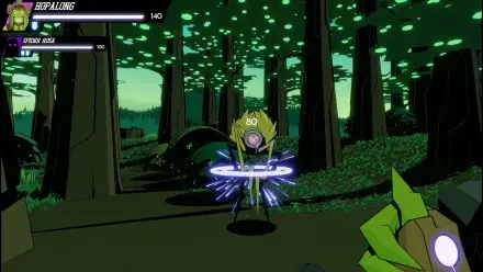 HD wallpaper from the video game Wild Bastards, featuring a vibrant, stylized forest scene with dynamic lighting and colorful character design.